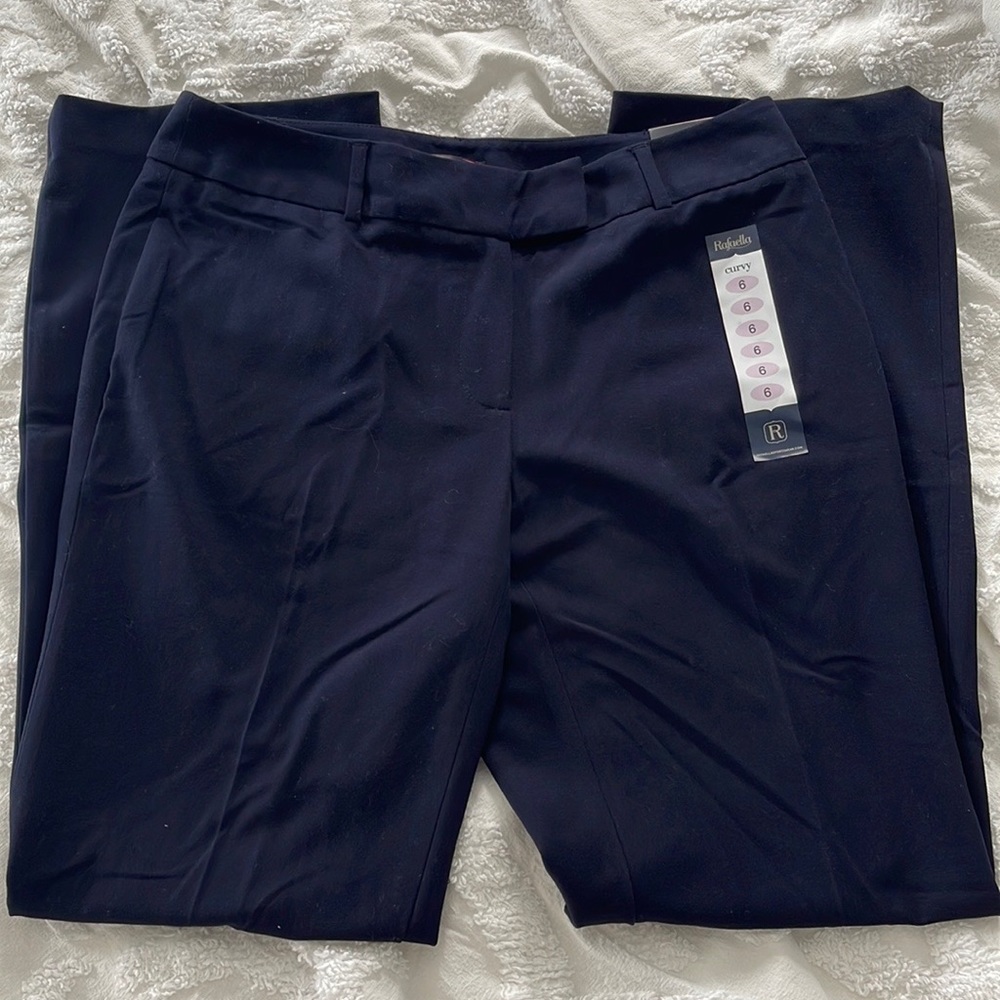 Navy Blue Curvy Fit Slacks